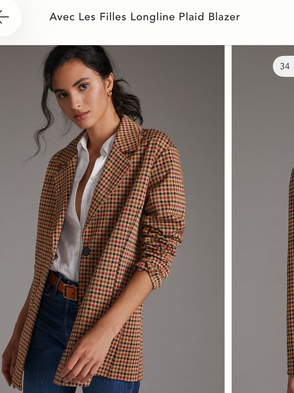 Avec Les Filles Plaid Blazer in Tan and Red Check